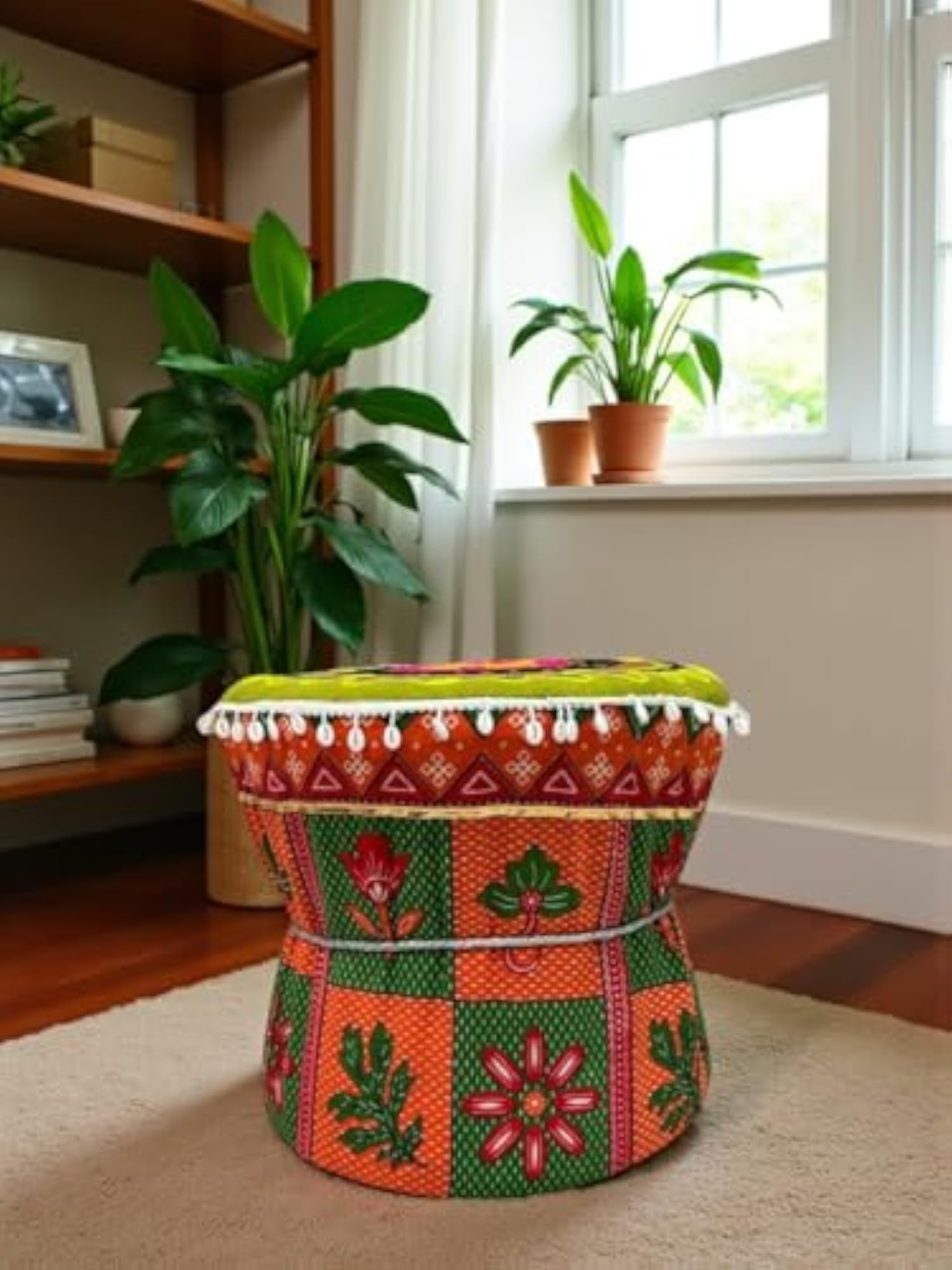 MUDACRAFT Handmade Ethnic Mudda Cover Ottoman Pouf